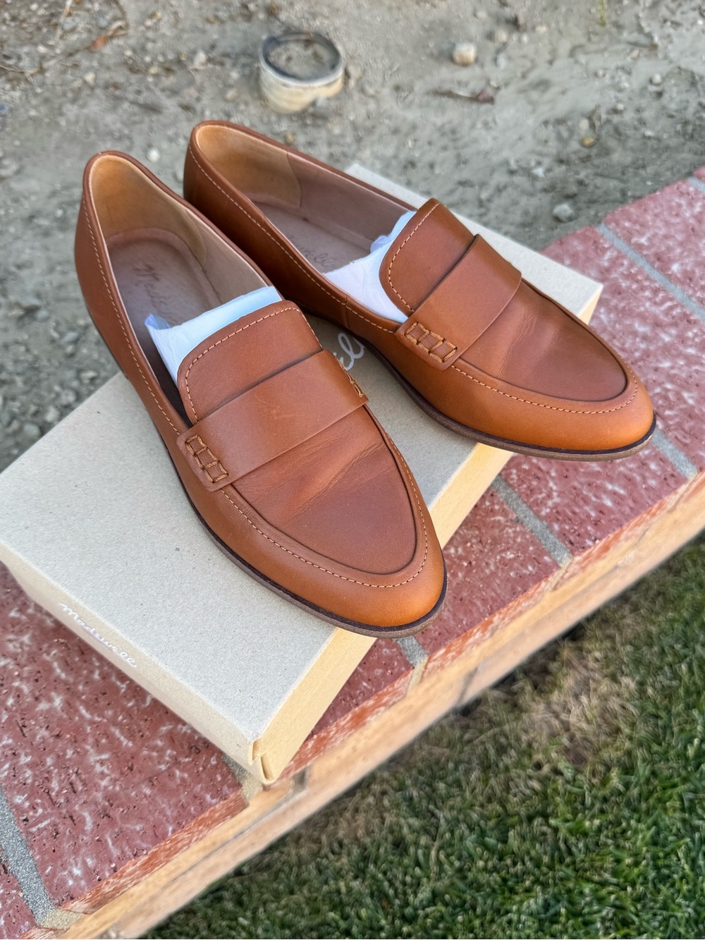 Woman Madewell Cognac Leather Penny Loafers